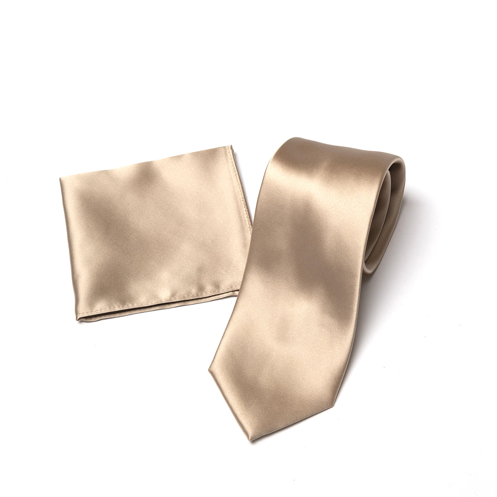 Light Mocha tie and matching pocket square