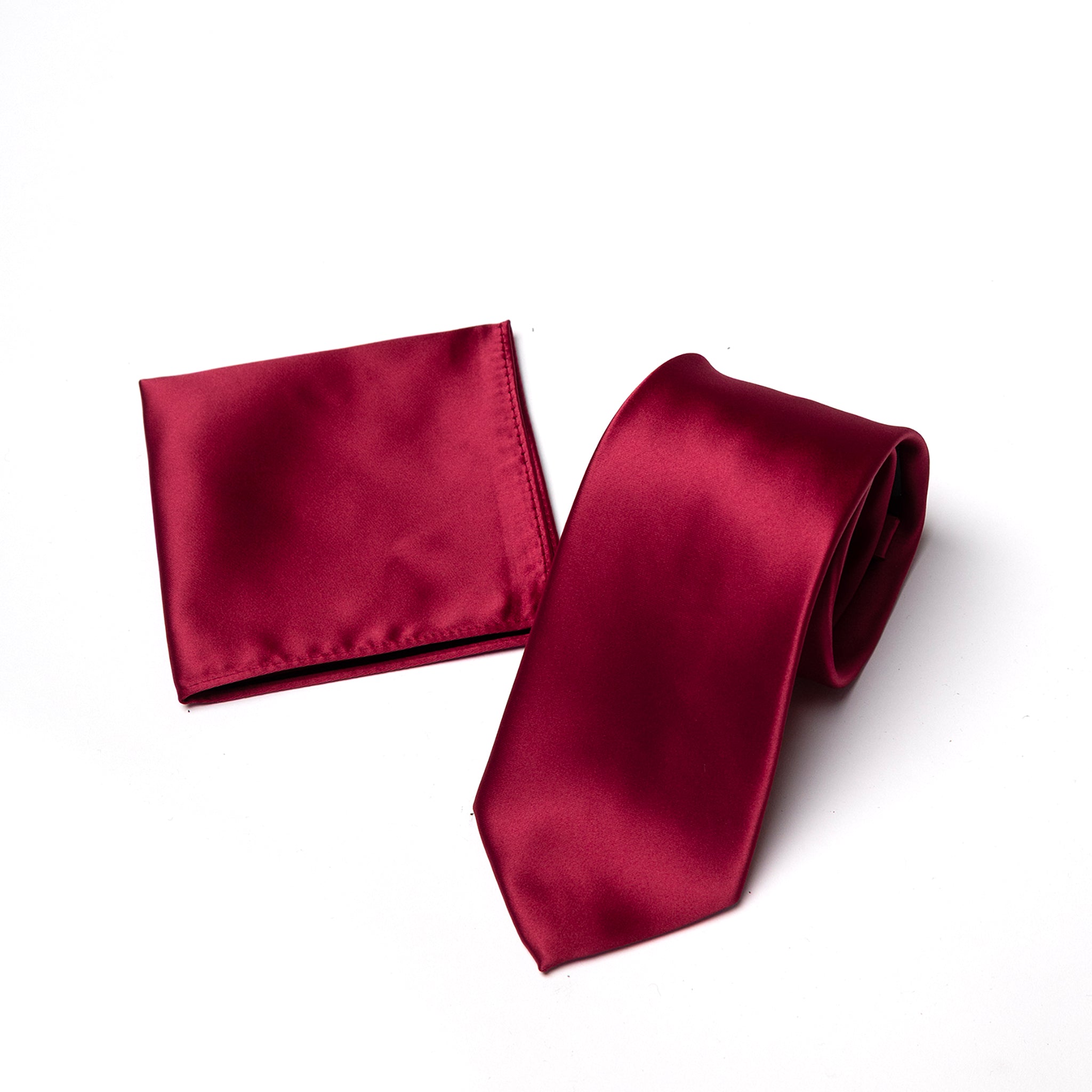 Berry tie and matching pocket square