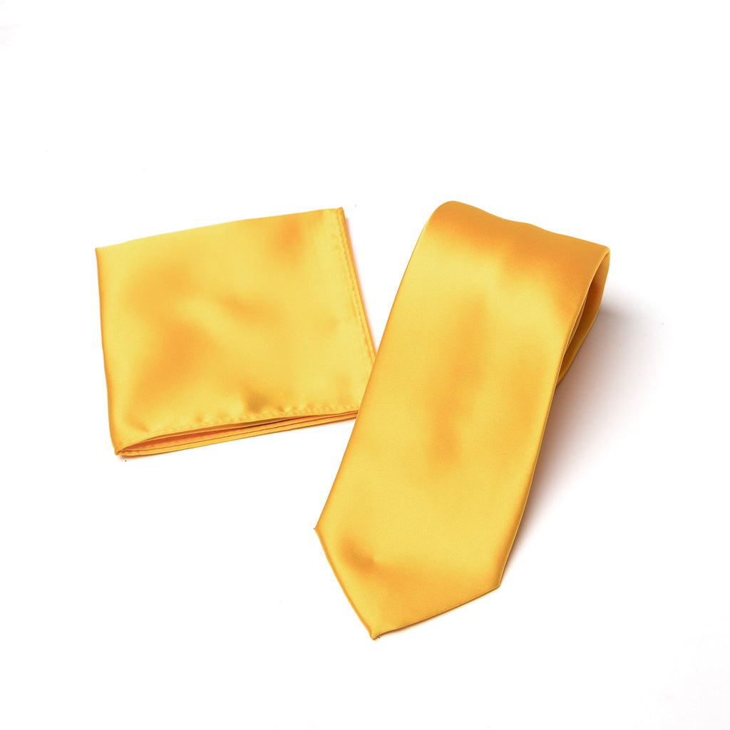 Golden Yellow tie and matching pocket square
