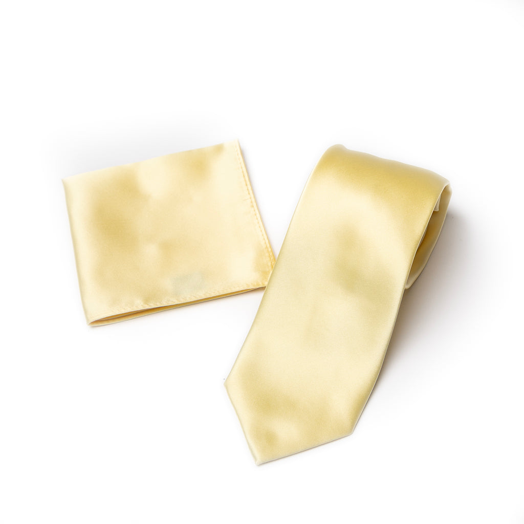 Soft Yellow tie and matching pocket square