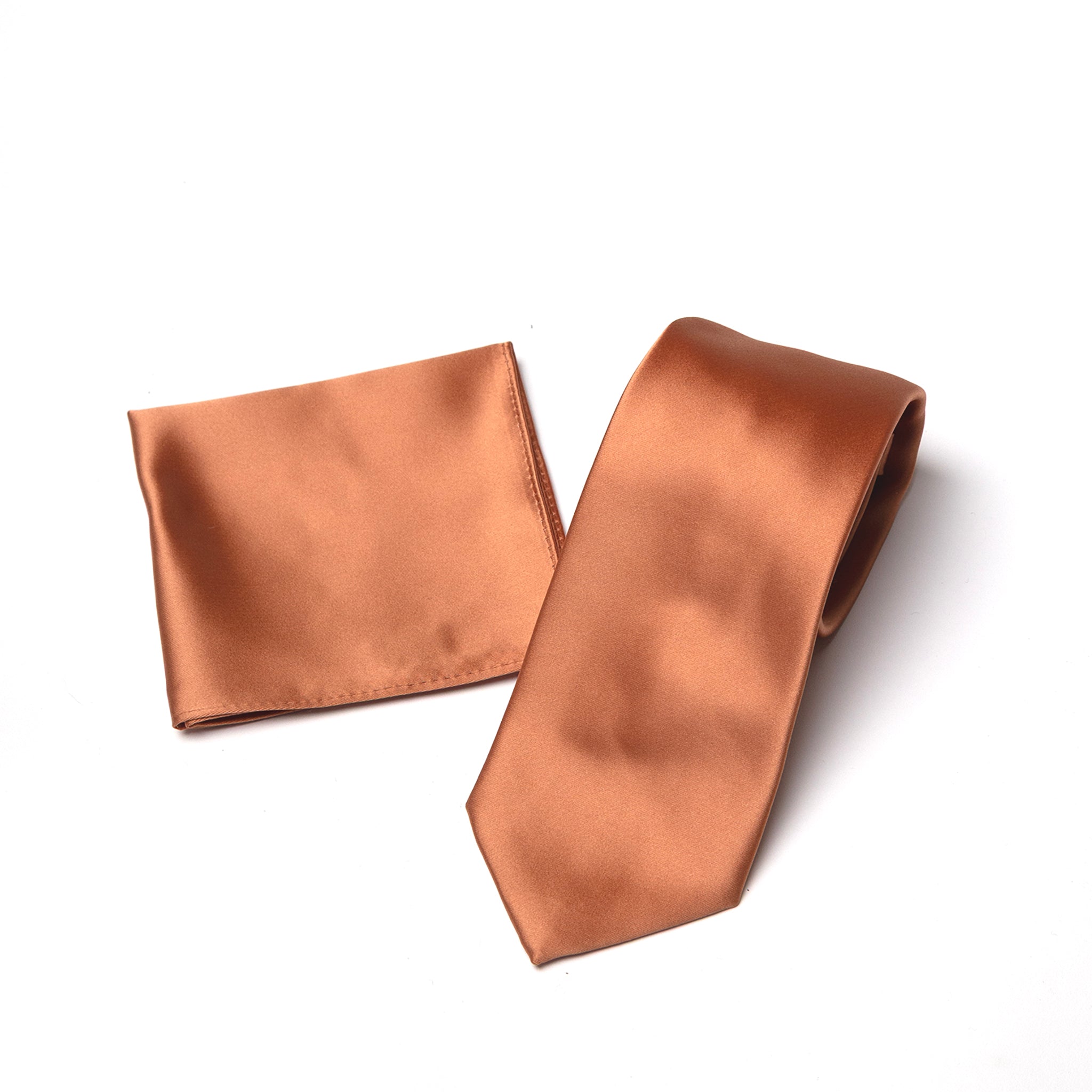 Copper tie and matching pocket square