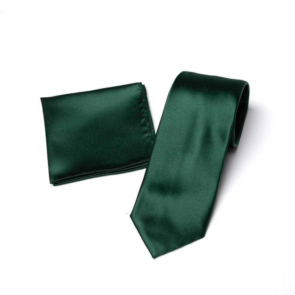Forest Geen tie and matching pocket square