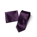 Aubergine tie and matching pocket square