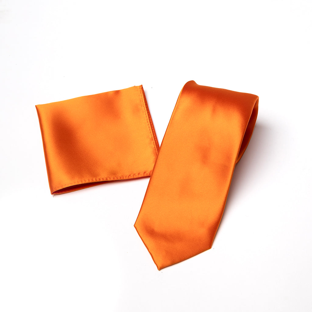 Pumpkin tie and matching pocket square