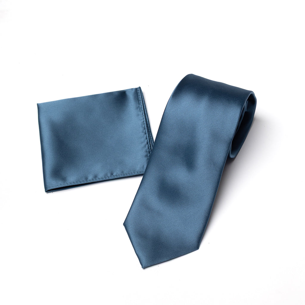 Aegan Blue tie and matching pocket square