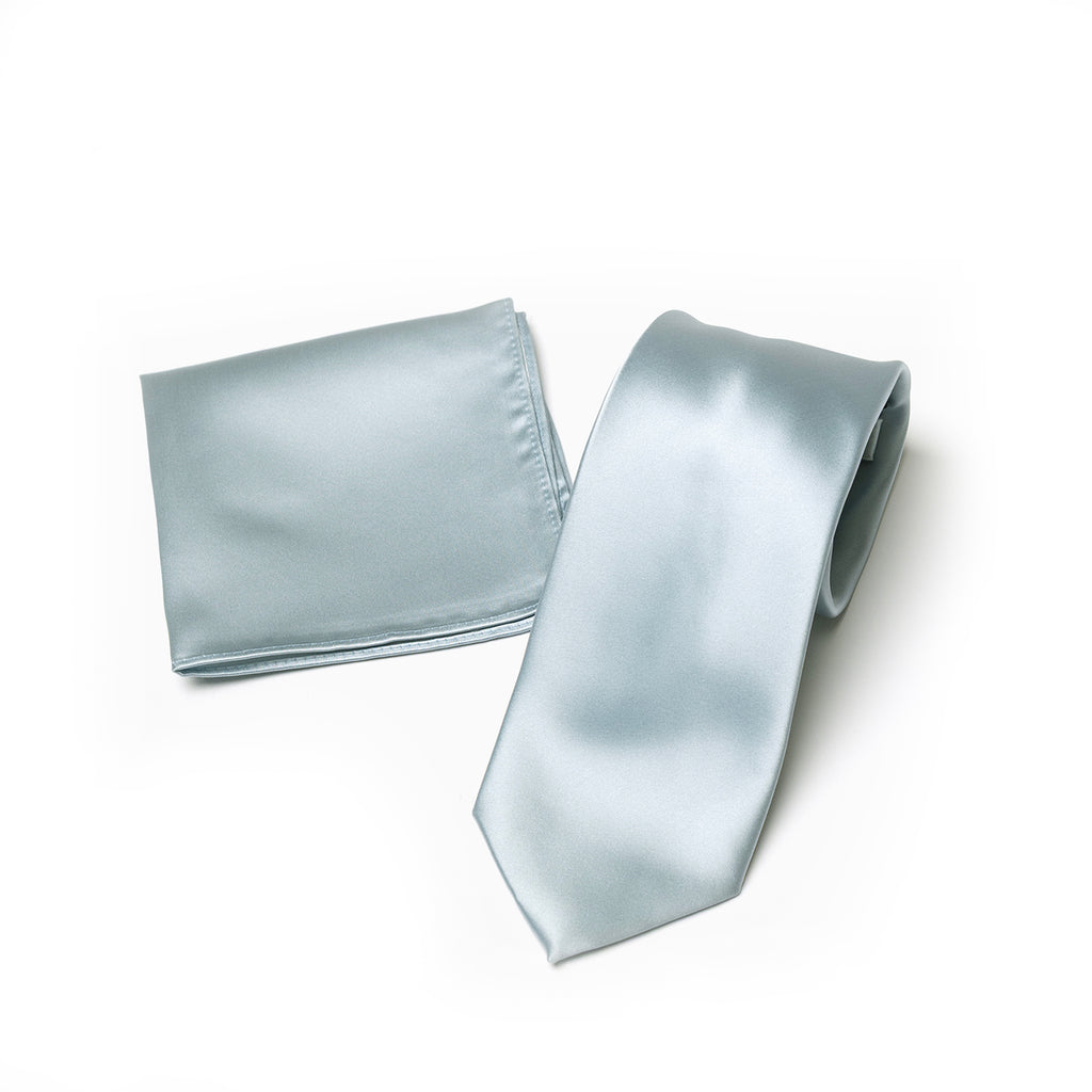 Dusty Blue tie and matching pocket square