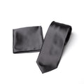 Charcoal tie and matching pocket square