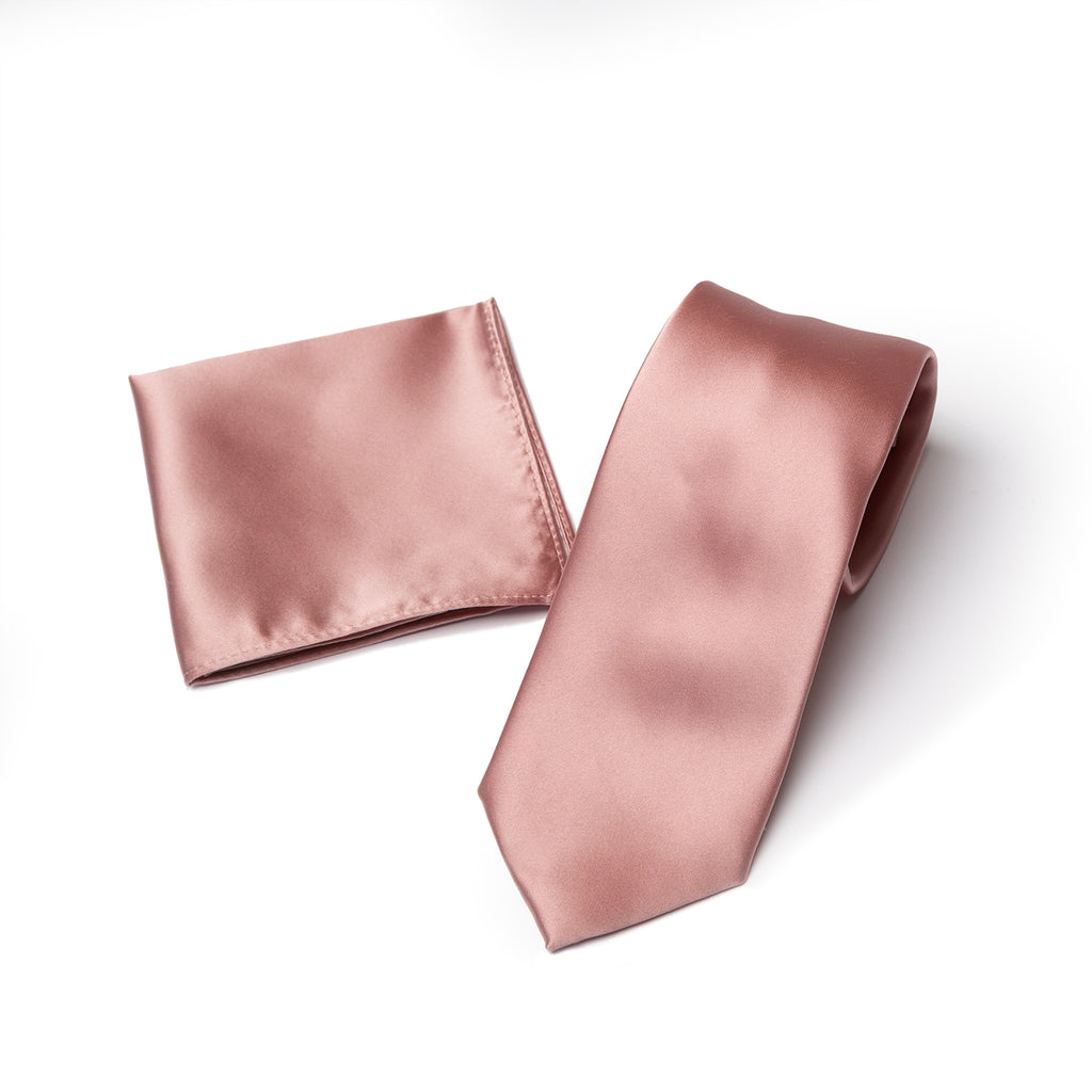 Dusty Rose tie and matching pocket square