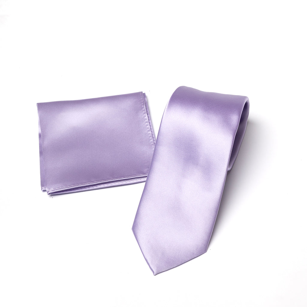 Lavender tie and matching pocket square
