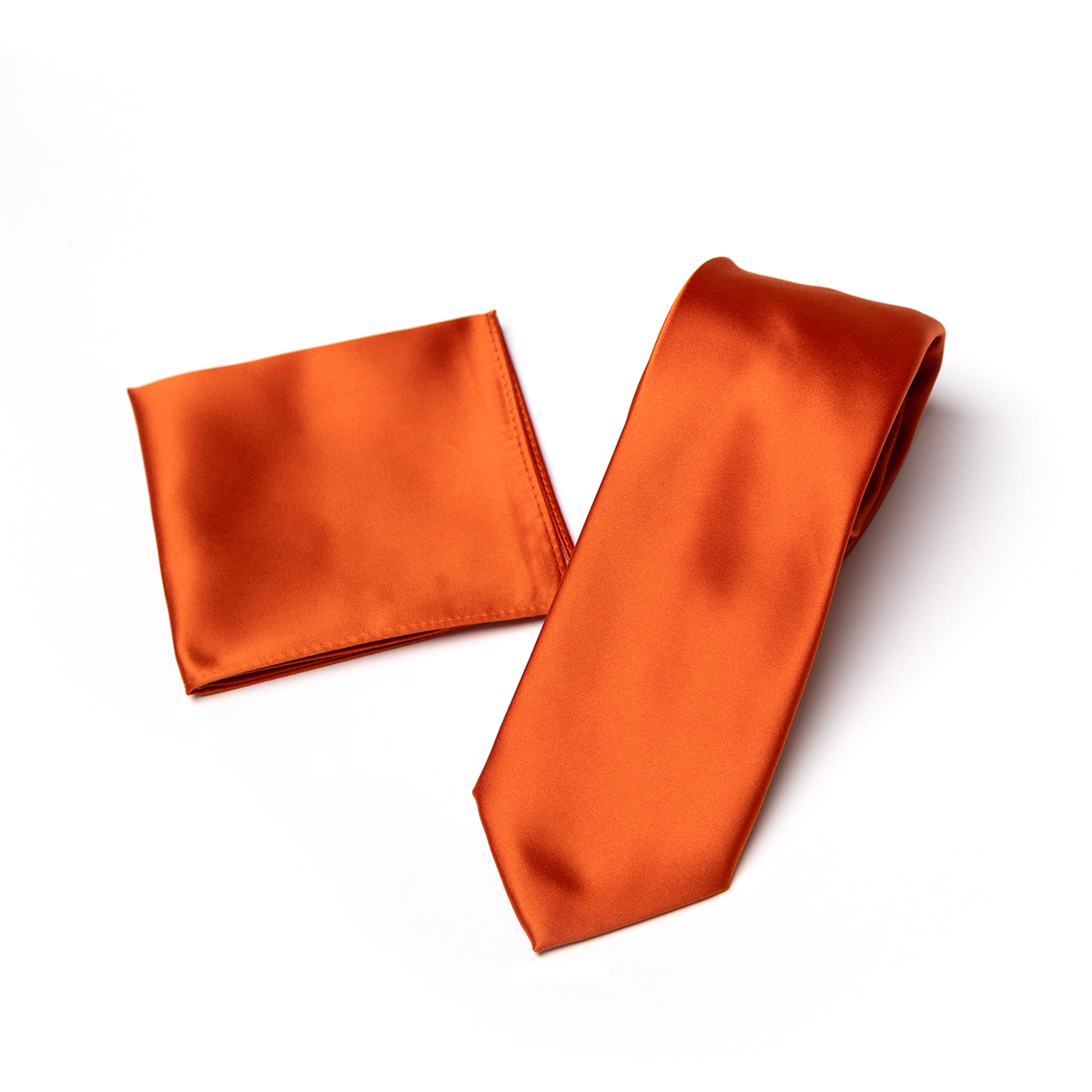 Burnt Orange tie and matching pocket square