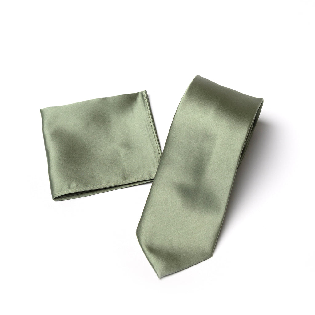 Light Sage tie and matching pocket square