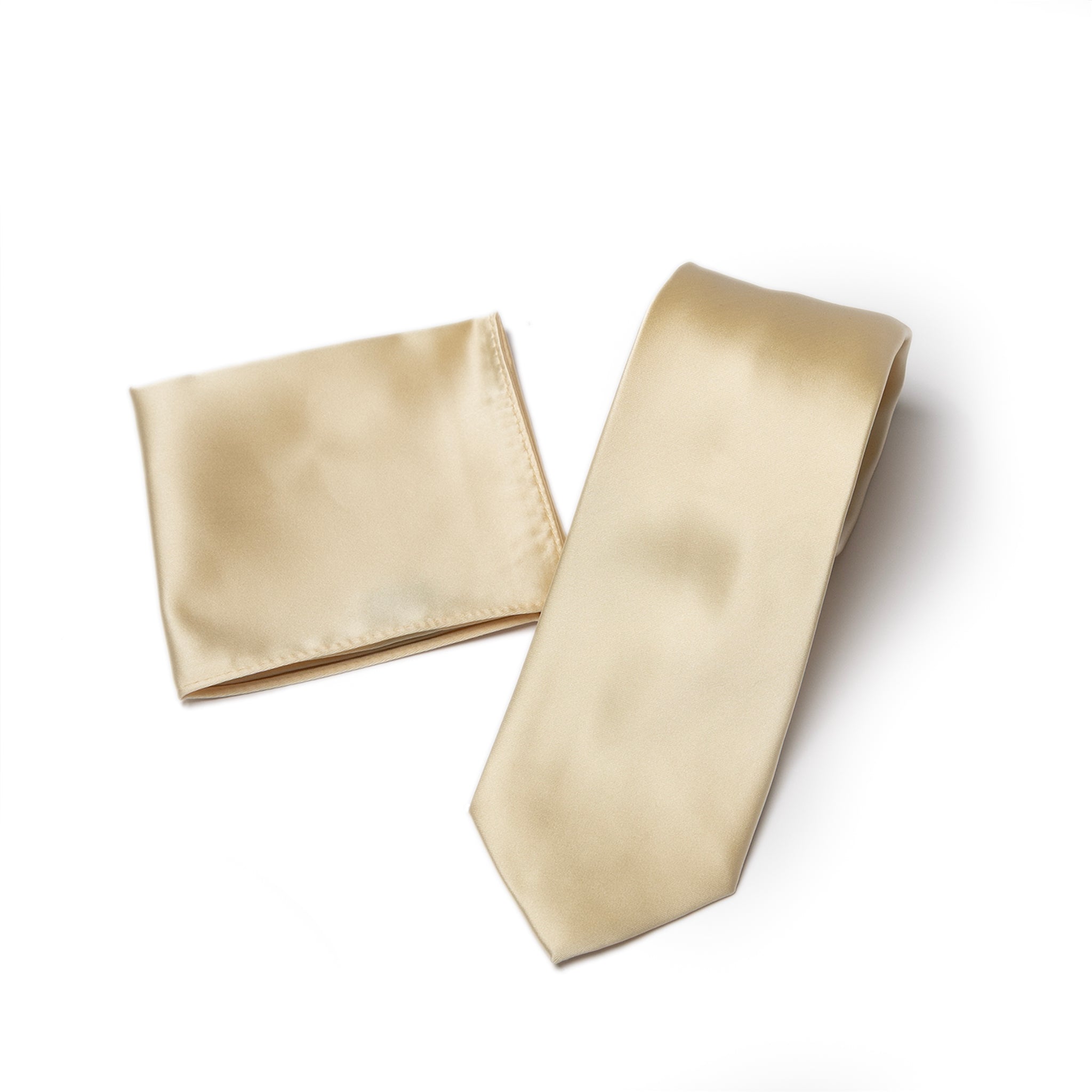 Champagne tie and matching pocket square