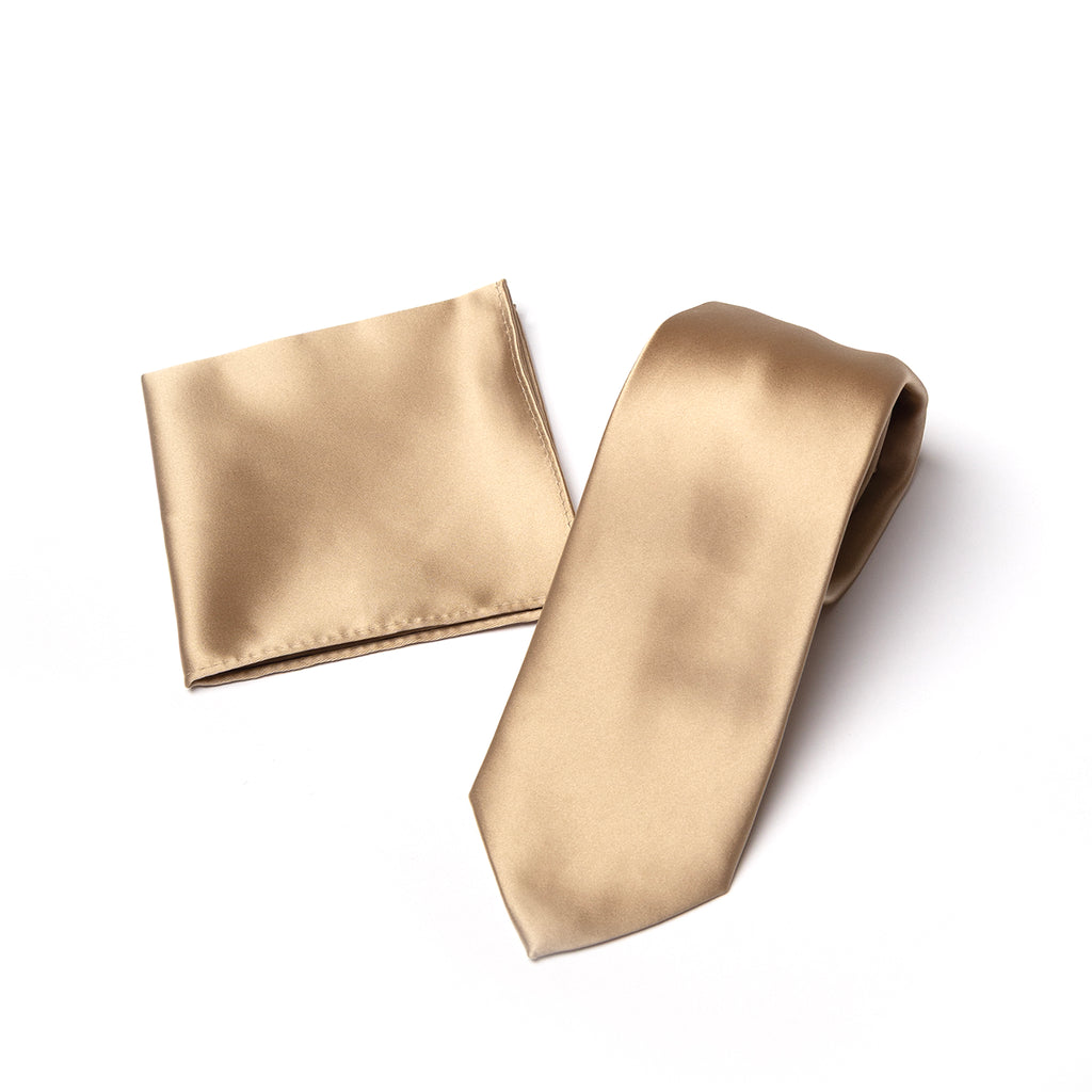 Coffee tie and matching pocket square