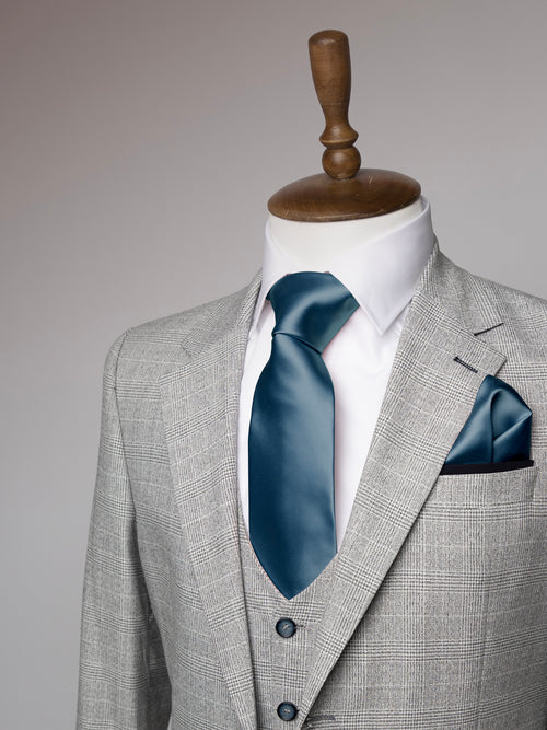 Aegan Blue tie and matching pocket square