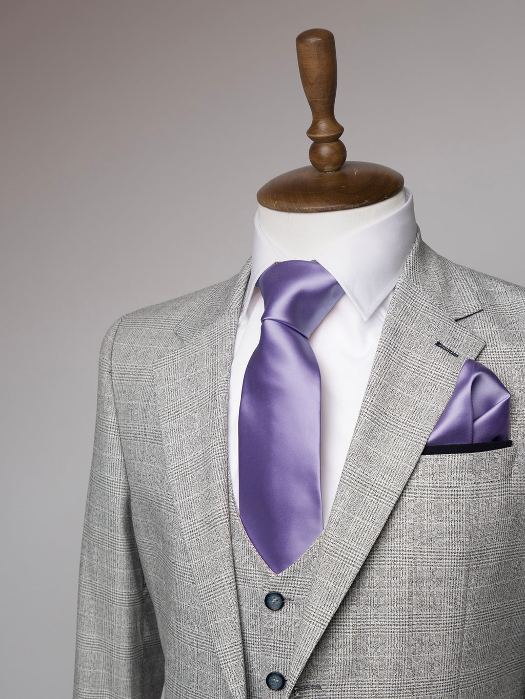 Dark Lavender tie and matching pocket square