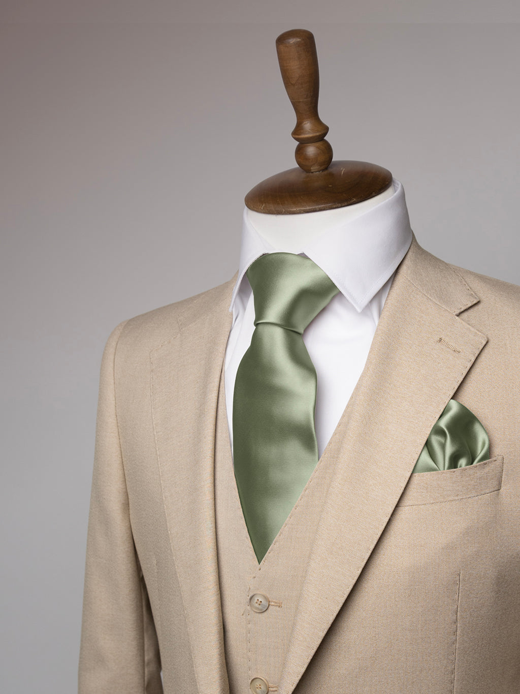 Light Sage tie and matching pocket square